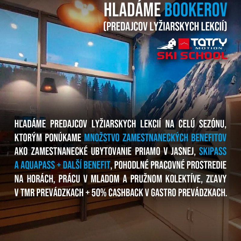 Booker/ka pre lyžiarsku  školu Tatry Motion v JASNEJ